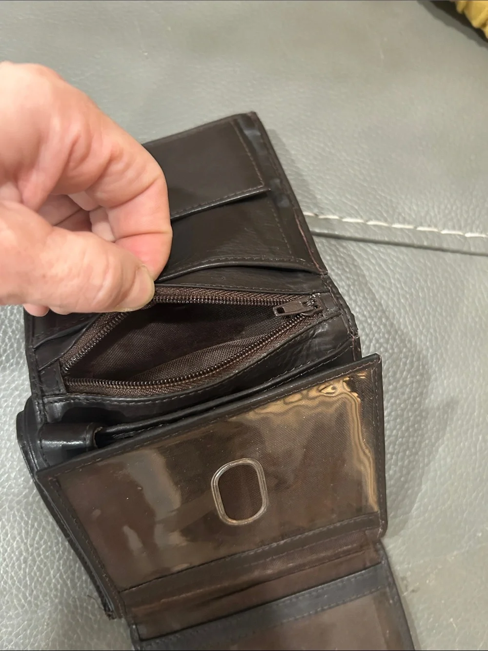 Men's Bifold Genuine Handcrafted Brown Leather Wallet EUVC